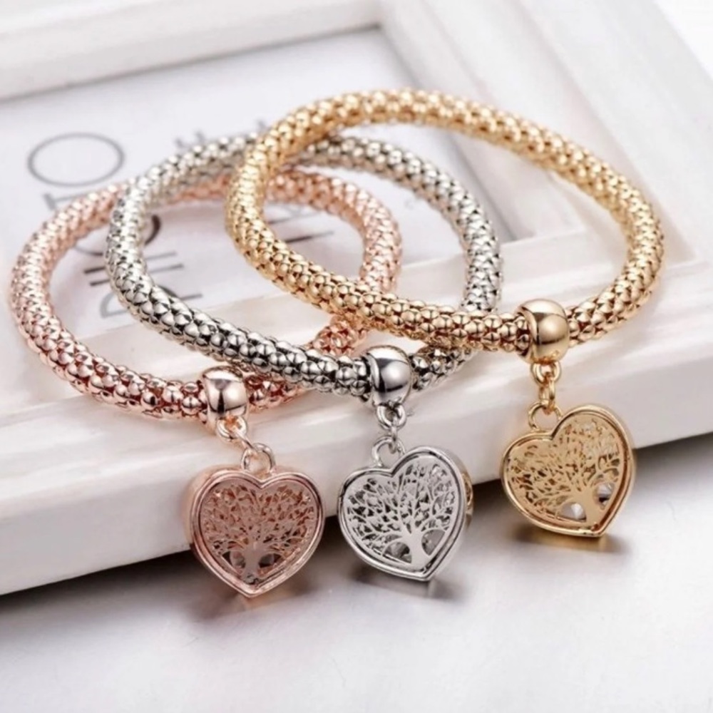 “Tree of Life” Heart Edition Charm Bracelet Trio